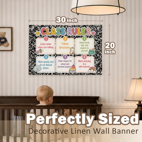 Classroom Rules Poster Decor Canvas Wall Hanging Banner - color: 00-Classroom Rules - Colorful Cards