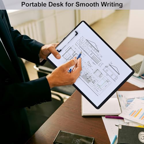 ZCZN Metal Clipboard, 12 x 9 Inches Aluminum Clipboards, A4 Letter Sizer Document Holder with Low Profile Clip, Suitable for School, Office, Jobsite or Medical Staff, Black