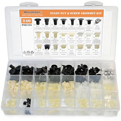 240pcs License Plate & Headlight Bezel Nylon Nut Fender Liner Screw Grommet - size: 24 Size 240pcs A