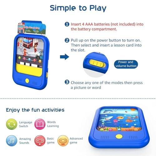 Qiaojoy Kids Learning Tablet Educational Learning Pad for Toddlers 2-5 - color: Blue
