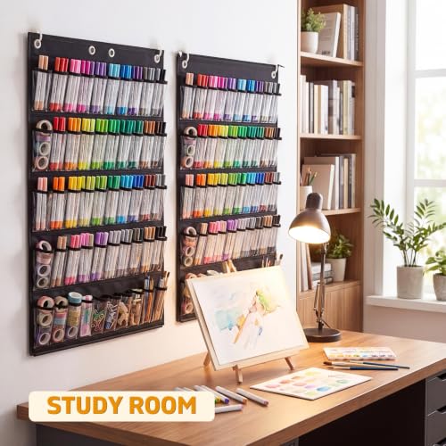 Over the Door Small Parts Organizer with 100 Pockets, Hardware Organizer - color: Black