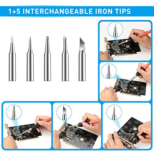 Soldering Iron Kit, 60W Upgraded Soldering Kits Adjustable Temperature Welding Tool Solder Irons Pen with On/Off Switch Use for Electrical Repairs - color: 19-in-1