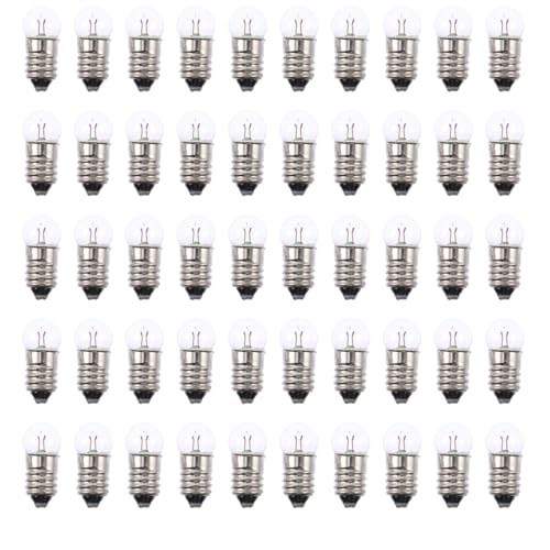 Hemobllo Mini Light Bulbs 50-Pack Round Screw Base Light Bulb Kit for Science Experiments Physics Lab Activities Electricity Kit Circuit and Mini Lamp Classroom Use