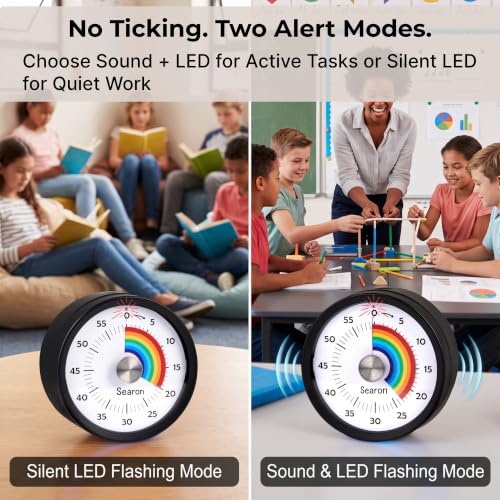 Magnetic Visual Classroom Timer, 60-Min Countdown Timer for Kids, Black - color: Black