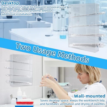 Serological Pipette Rack, Acrylic Pipette Holder, 12x4x19 Inch