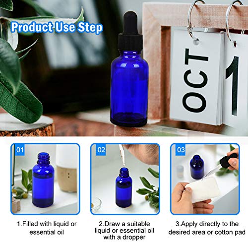 June Fox Glass Dropper Bottle,99 Pack 1oz Blue Glass Bottles with Droppers and Black cap for Essential Oils, Lab Chemicals, Perfumes - color: Blue