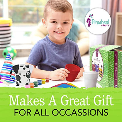 Pinwheel Crafts Flower Pot Painting Kit – DIY Flower Pots to Paint for Kids with 8 Paints, 2 Brushes, 3 Pots & 6 Googly Eyes, Gardening Kit for Kids Ages 8-12+, Kid Planting Crafts Set Birthday Gift - style: Painting Kit
