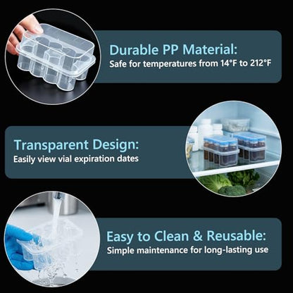 suzamed Peptide Case for Fridge, 10-Slot Vial Holder (2, 3ml) - size: 3ml