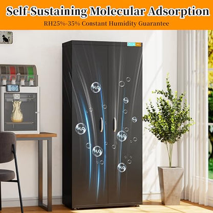 Large 3D Printer Filament Storage Cabinet with Dehumidifier | 110-Roll Dry Cabinet, 25% RH Humidity Control | Airtight & Sealed Filament Organizer for PLA, ABS, PETG, TPU, Nylon - color: 400L Black