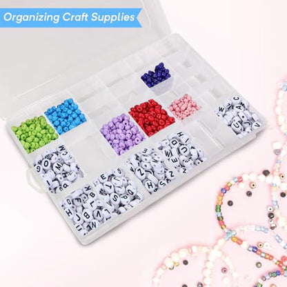 Guyuyii 4 Pack 36-Grid Plastic Clear Organizer Box with Adjustable Dividers - size: 4 Pack 36 Compartments