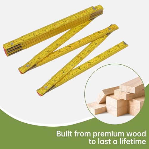 Folding Wood Rule, 2M / 78 inch Foldable Ruler for Carpenters Folding Meter Stick, Lightweight Composite Construction Ruler, Metric and Imperial Measurement Systems (1, Yellow, 2M/78 inch) - color: Yellow, size: 2M/78 inch