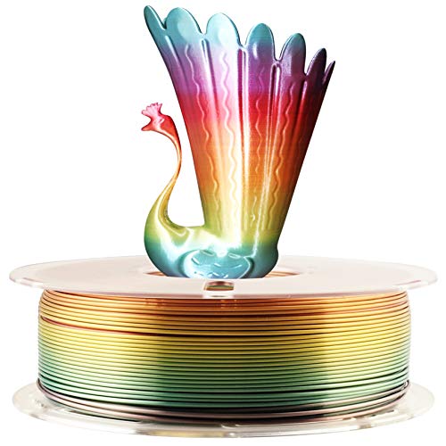 Silk Shiny Fast Color Gradient Change Rainbow Multicolored 3D Printer PLA Filament - 1.75mm 3D Printing Material 1kg 2.2lbs Spool, Widely Compatible for FDM 3D Printe by TTYT3D - color: Silk Fast Color Gradient Rainbow