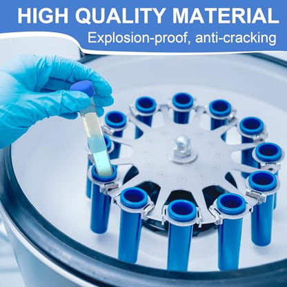 Konohan 500 Pcs 15 ml Centrifuge Tubes Sterile Plastic Test Tubes with Screw Caps Polypropylene Vial Container with Graduated Marks and Round Bottom for Laboratory Blue