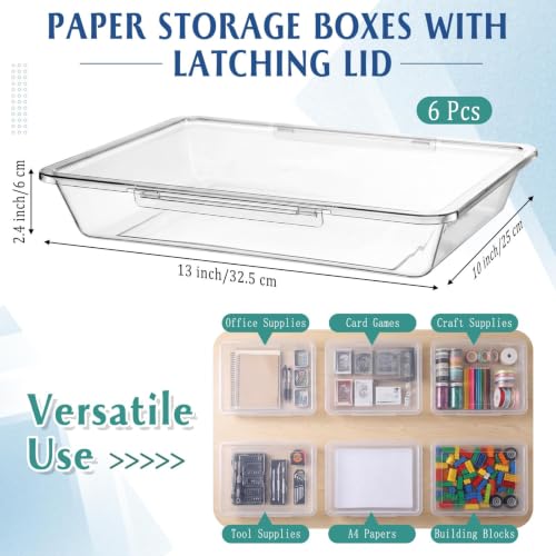 Tinlade 6 Pcs Classroom Paper Storage Bins with Lids, 13x10, Clear - color: Clear
