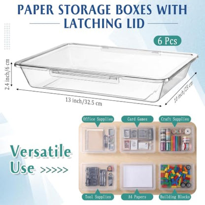 Tinlade 6 Pcs Classroom Paper Storage Bins with Lids, 13x10, Clear - color: Clear