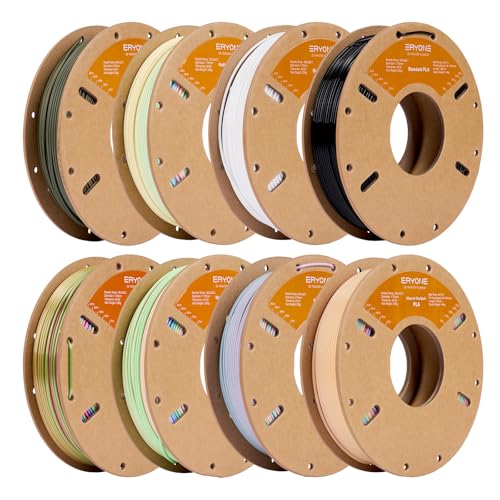 ERYONE PLA Filament 3D Printer Filament Bundle Multicolor 1.75mm +/- 0.03mm, PLA Filament 250g Spool, 8 Rolls, Rainbow PLA Series - color: Rainbow Pla Series, size: 2KG