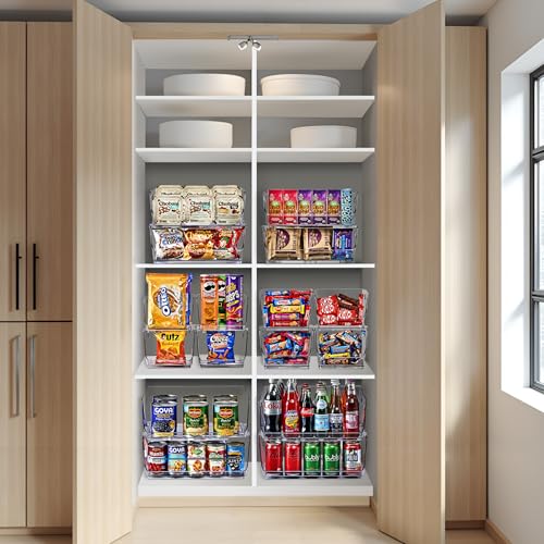 Sorbus Clear Pantry Organizer with Stackable Storage Bins, Open Front - size: Small Square, style: 8 Pack