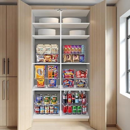 Sorbus Clear Pantry Organizer with Stackable Storage Bins, Open Front - size: Small Square, style: 8 Pack