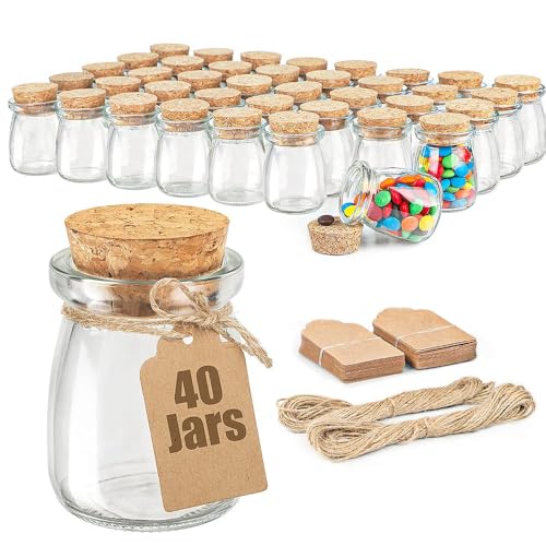Ritayedet 3.4 Oz Small Glass Jars With Lids, 40 Pack Wedding Favors