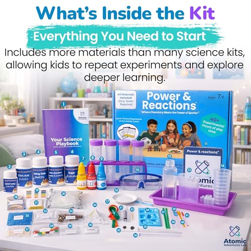 Science Experiment Kit for Kids Ages 8-12 Years - Chemistry Kit Designed By a PhD Chemist & Mom, 46 Hands-On STEM Educational Activities, Gifts for Boys & Girls