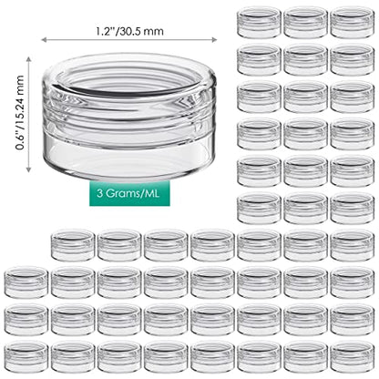 Sample Containers, Lip Balm Containers, Sample Jars, 3 Gram, 50 PK, Clear - color: Clear, size: 50 Pack