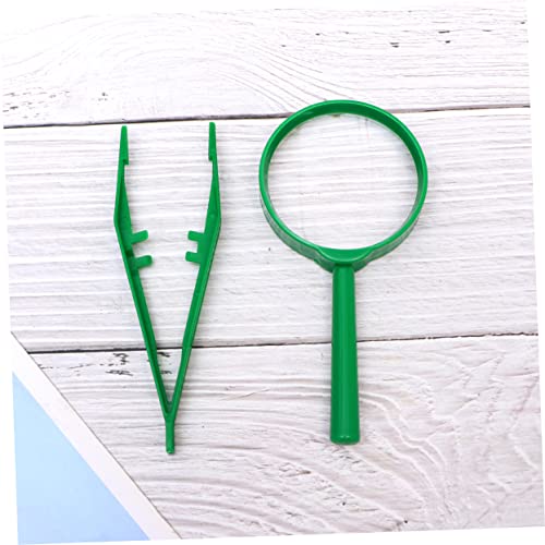 Kids Observation Kit 3 Sets Magnifying Glass and Tweezers Handheld Magnifying Glass for Kids Nature Exploration Bug Viewing Outdoor Camping Educational Play