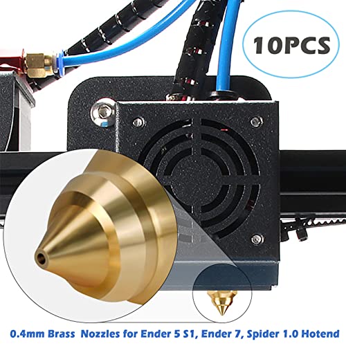 10PCS Brass 0.4mm Nozzles for Ender 3 V3 SE, Ender 5 S1, 3D Printer Parts High Speed M6 0.4mm Nozzles Kit for Ender 3 V3 SE, Ender 5 S1, Ender 7, Spider 1.0 Hotend - style: Ender 3 V3 SE Brass 0.4mm