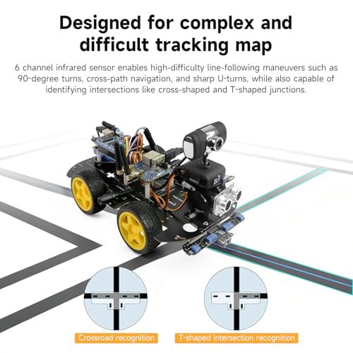 Smart Video Car Robot for Arduino, WiFi & Bluetooth RC Car with Camera, 6-Way IR & Ultrasonic Sensors, Programmable Arduino Robotics Kit for Adults STEM Education & AI Learning (UNO-6 Way IR Sensor)