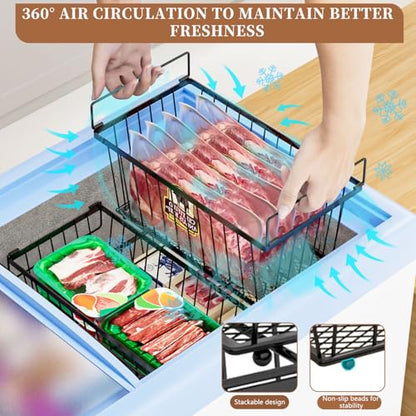 Enhanced Leak-Proof Bottom, Freezer Organizer Bins for 7 Cu.Ft,6 Pack - color: Black 6 Pack