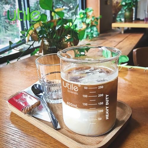 Utile 50ml Beaker Shot Glasses, Low Form Glass Beaker Set, 10pcs of 1.7oz(50ml) Borosilicate 3.3 Glass Chemical Beakers with Double Scale Printed Graduation, 4000.0050.10 - style: 50 ml (10pcs)