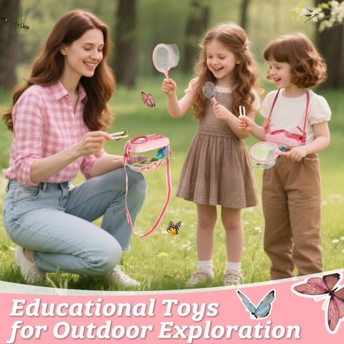 Biggun 2 Set Bug Catcher for Kids Ages 3-10 Explorer Toys Birthday Gift - color: Pink