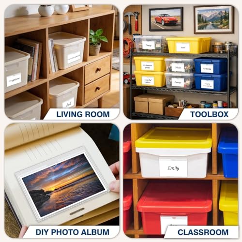 H4D 48 Pack labels for Storage Bins, 3" x 5" Plastic Clear Adhesive Pockets - size: 3" x 5", style: 48 Pack