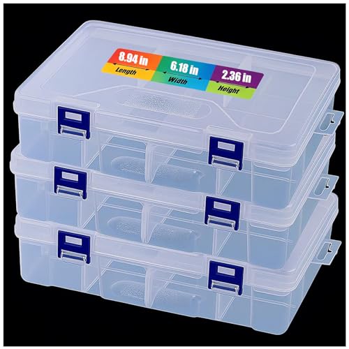 3pcs Clear Storage Small Parts Organizer Box Storage Bin With Dividers Multi Compartment for Beads Art DIY Tackle Box Organizer (Double - layer with 8 compartments) - color: Double - layer with 8 compartments