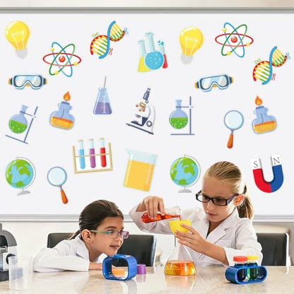 45Pcs Science Cutouts Scientist Bulletin Board Set Science Project Board Decor Chemistry Laboratory Paper Cutouts for Classroom School Wall Decoration