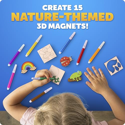 Blue Marble Wooden Magnet Painting Craft Kit with 15 Nature Designs