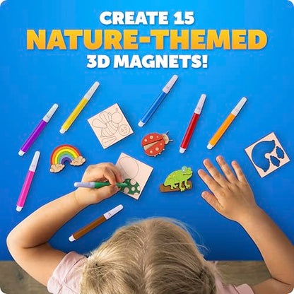 Blue Marble Wooden Magnet Painting Craft Kit with 15 Nature Designs