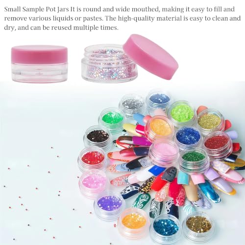 50 Pcs Makeup Sample Containers 3g/5g Sample Containers with Lids Tiny Sample Jars for Skincare Cream Lotion Jewelry Beads DIY Crafts Travel (FZG/3g/Fen) - color: pink, size: 3g