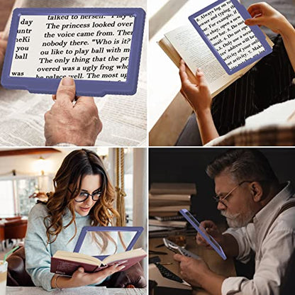 5X Full-Page Magnifying Glass for Reading, Handheld Lightweight Magnifier - color: Blue