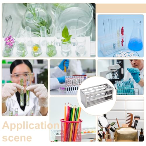 UNICRAFTALE 1 Set 304 Stainless Steel Multi-Use Cylinder Tube Display Racks Lab Supplies Round Holes Test Tube Holder Rectangle Test Tube Rack Hole 30mm for Classroom Lab 195x83x86mm - size: 19.5x8.3x8.6cm