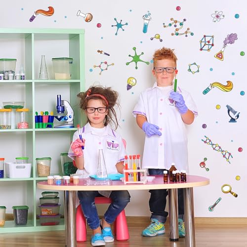 LHIUEM Science Biology Lab Backdrop Wall Decal Steam Bulletin Board Sticker - color: Science Wall Sticker