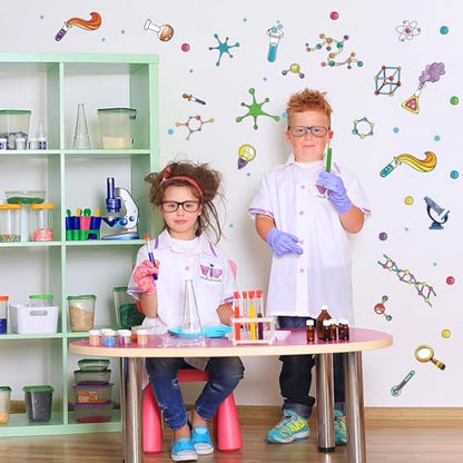 LHIUEM Science Biology Lab Backdrop Wall Decal Steam Bulletin Board Sticker - color: Science Wall Sticker