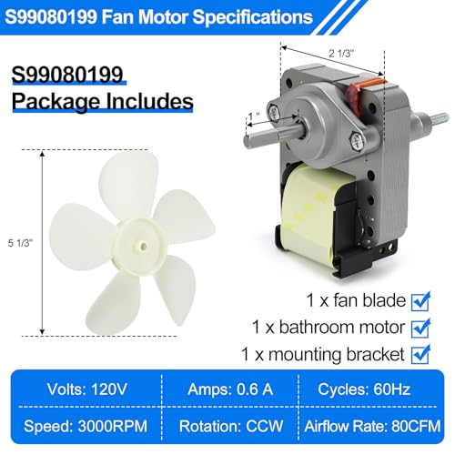 S99080199 99080199 Bathroom Exhaust Fan Motor Replacement