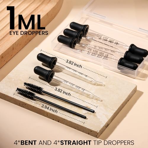 Teenitor 10Pcs Glass Eye Dropper Pipettes Droppers for Oils& Cleaning Tool