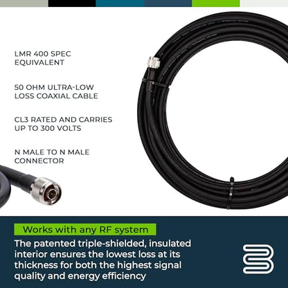 Bolton400 Coaxial Cable 75ft Black, N Male to N Male - LMR®400 Equivalent - size: 75ft Black N-Male to N-Male