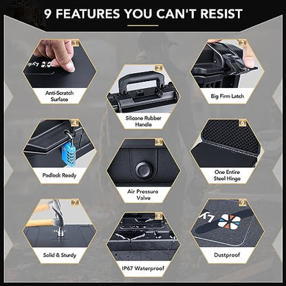 Lykus HC-4610 Waterproof Hard Case with Foam, Inner Size 16.65*12.72*4.25in - color: Black, size: HC-4610