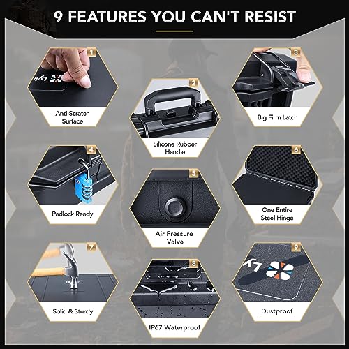 Lykus HC-4610 Waterproof Hard Case with Foam, Inner Size 16.65*12.72*4.25in - color: Black, size: HC-4610