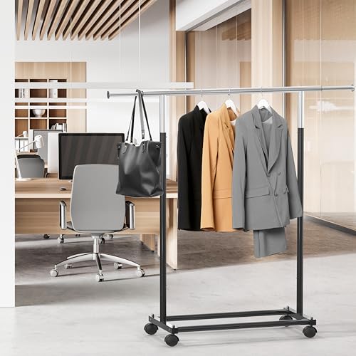 Simple Houseware Standard Rod Garment Clothing Rack, Black - color: Black