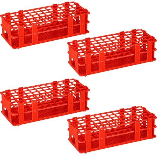 CroBlissful 4 Pcs 60 Hole Plastic Test Tube Rack Lab Holder Rack for 16mm/20mm Tube Detachable, Red - color: Red, size: 60 Hole
