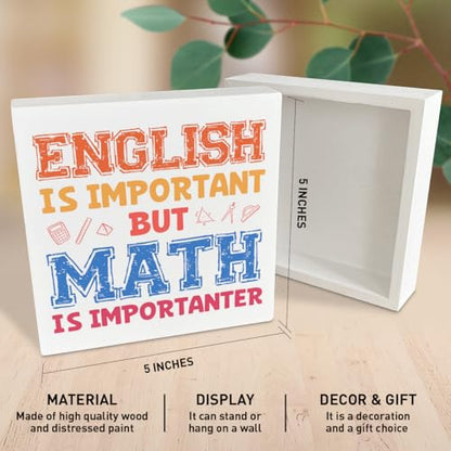 Funny Math Teacher Gifts for Women Men, Teacher Thank You Appreciation Gifts for Birthday Christmas Teacher's Day Back to School, Wooden Box Sign - color: Math Teacher2
