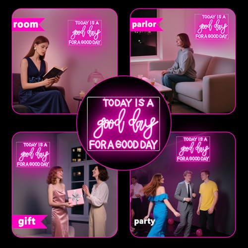 Today is A Good Day for A Good Day Neon Sign,Adjustable Brightness Pink Have A Good Day Neon Signs for Wall Deocr,Led Light Up Sign for Bar Home Cafe Restaurant Office Birthday Party Classroom School - color: LB-Today Is A Good Day for A Good Day